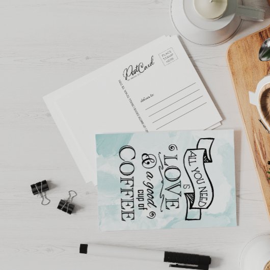 ラブカップコーヒーの言葉かわいい友達が挨拶 ポストカード