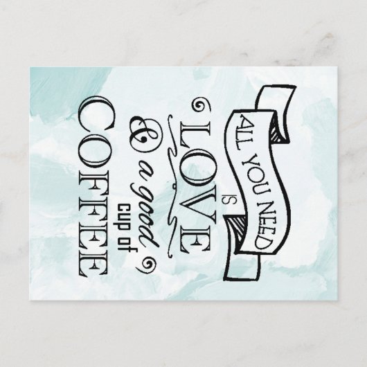 ラブカップコーヒーの言葉かわいい友達が挨拶 ポストカード (正面)