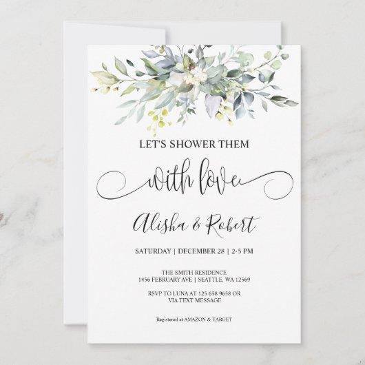 ラブカップルでシャワーを浴びようシャワー招待状 シーズンカード (正面)