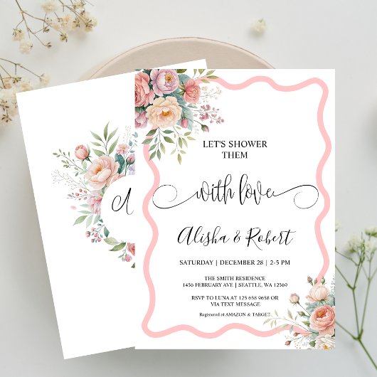 ラブカップルでシャワーを浴びようシャワー招待状 招待状