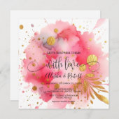 ラブカップルでシャワーを浴びようシャワー招待状 招待状 (正面/裏面)