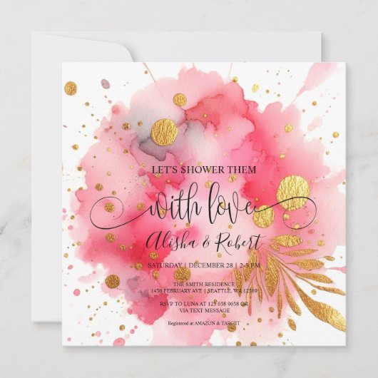 ラブカップルでシャワーを浴びようシャワー招待状 招待状 (正面)