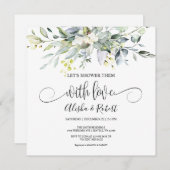 ラブカップルでシャワーを浴びようシャワー招待状 招待状 (正面/裏面)