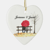 ラブカップルと赤い傘オーナメント セラミックオーナメント (右)