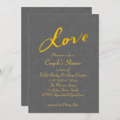 ラブカップルのシャワー招待状オングレーリネン 招待状 (正面/裏面)