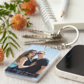 ラブカップルの写真の名前とデート キーホルダー (正面右)