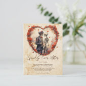 ラブカップルの後に不気味なヴィンテージハロウィーン ポストカード (スタンド正面)