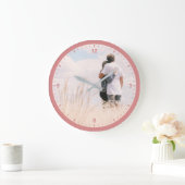 ラブカップルズ写真テンプレートバラピンクカラーカウトル ラージ壁時計 (ホーム)