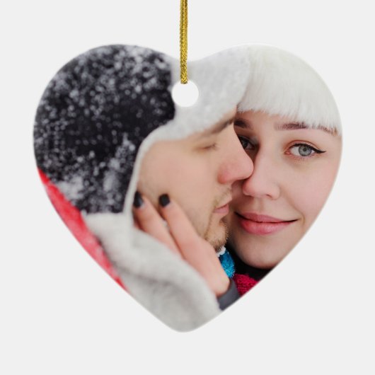 ラブカップルパーソナライズされたズネイビーフォトオーナメント セラミックオーナメント (裏面)