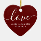 ラブカップルパーソナライズされたズブルゴーニュ写真オーナメント セラミックオーナメント (正面)