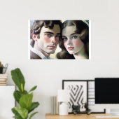ラブカップルヴィンテージ派手なポスター ポスター (ホームオフィス)