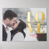 ラブカップル結婚写真の記念日 箔ポスター (正面)