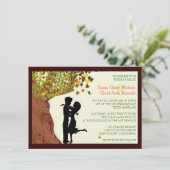 ラブカップル落下ハートオークツリー結婚式招待 招待状 (スタンド正面)