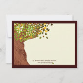 ラブカップル落下ハートオークツリー結婚式招待 招待状 (裏面)