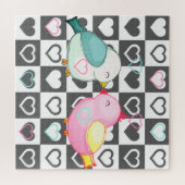 ラブカップル鳥ジグソーパズルハートロマンチック ジグソーパズル (横)