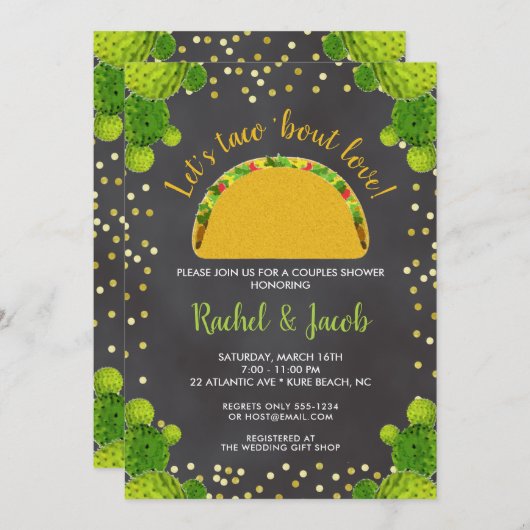 ラブカップル ウェディングシャワー フィエスタ タコについて 招待状 (正面/裏面)