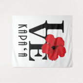 ラブカパアハワイレッドハイビスカス タペストリー (正面(横))