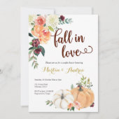 ラブカボチャのカップルのシャワー招待状の秋 招待状 (正面)