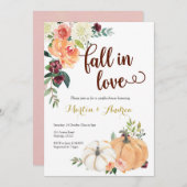 ラブカボチャのカップルのシャワー招待状の秋 招待状 (正面/裏面)