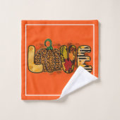 ラブカボチャ秋カスタマイズの文字とカラー バスタオルセット (ウォッシュタオル)