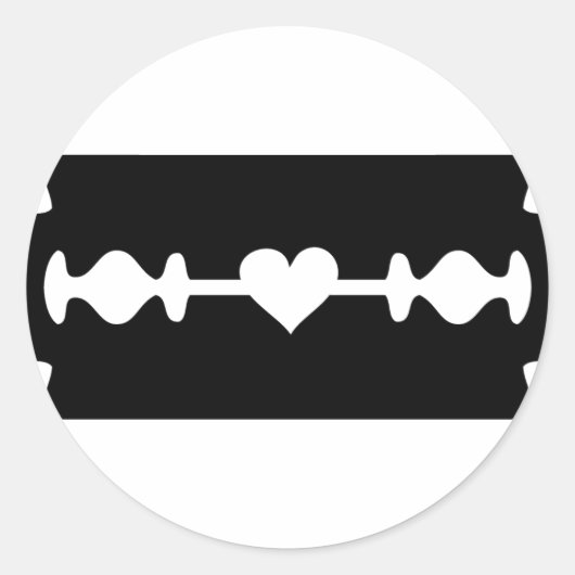 ラブカミソリ刃ハート ラウンドシール (正面)