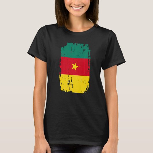 ラブカメルーンヴィンテージカメルーン国旗 Tシャツ (正面)