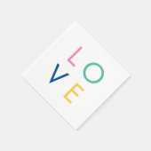 ラブカラフルバレンタインタイポグラフィ スタンダードカクテルナプキン (角)