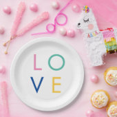 ラブカラフルバレンタインタイポグラフィ ペーパープレート (パーティー)