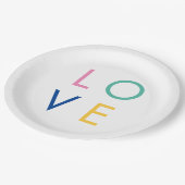 ラブカラフルバレンタインタイポグラフィ ペーパープレート (アングル)