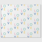 ラブカラフルバレンタインタイポグラフィ ラッピングペーパー (フラット)