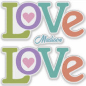 ラブカラフル名前をカスタムする シール (正面)