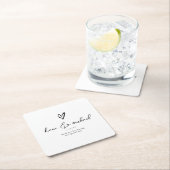 ラブカリグラフィサンキューハートブラックB&W ID940 スクエアペーパーコースター (インサイチュ)