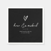 ラブカリグラフィサンキューハートWht B&W ID940 スタンダードカクテルナプキン (正面)