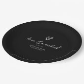 ラブカリグラフィサンキューハートWht B&W ID940 ペーパープレート (アングル)