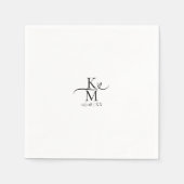 ラブカリフイニシャルハートブラックB&W ID940 スタンダードカクテルナプキン (正面)