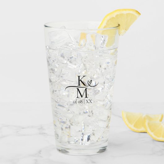 ラブカリフイニシャルハートブラックB&W ID940 タンブラーグラス (アイス裏面)