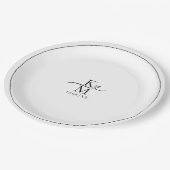 ラブカリフイニシャルハートブラックB&W ID940 ペーパープレート (アングル)