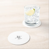 ラブカリフイニシャルハートブラックB&W ID940 ラウンドペーパーコースター (インサイチュ)