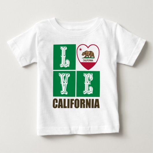 ラブカリフォルニア州旗ハートプライド ベビーTシャツ (正面)