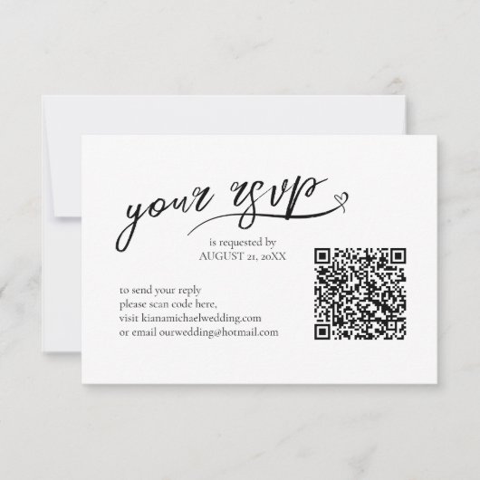 ラブカリフ結婚ィックのQRコードB&W ID940 出欠カード (正面)