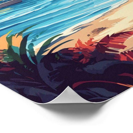 ラブカンクンメキシコアートヴィンテージイラストレーション旅行 ポスター (角)