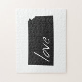 ラブカンザスシルエットマップシェイプブラックシャルボード ジグソーパズル (縦)
