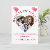 ラブカーシンプルドにバレンタインの写真を挿入 サンキューカード (スタンド正面)