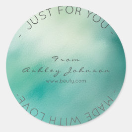 ラブガラス製海ティール（緑がかった色） ラウンドシール