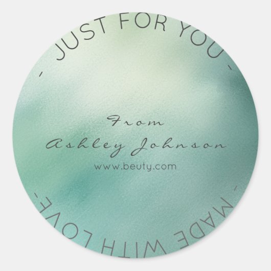 ラブガラス製海ティール(緑がかった色) ラウンドシール (正面)