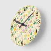 ラブガーデン 春の花とハート ラウンド壁時計 (傾斜)