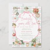 ラブガールのベビーシャワーで美しく成長 招待状 (正面)