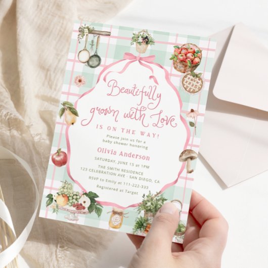 ラブガールのベビーシャワーで美しく成長 招待状