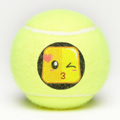 ラブキススクエア絵文字顔はおもしろいス遊ポーツを持つ テニスボール (裏面)