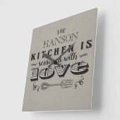 ラブキッチンカスタムデザイン スクエア壁時計 (傾斜)